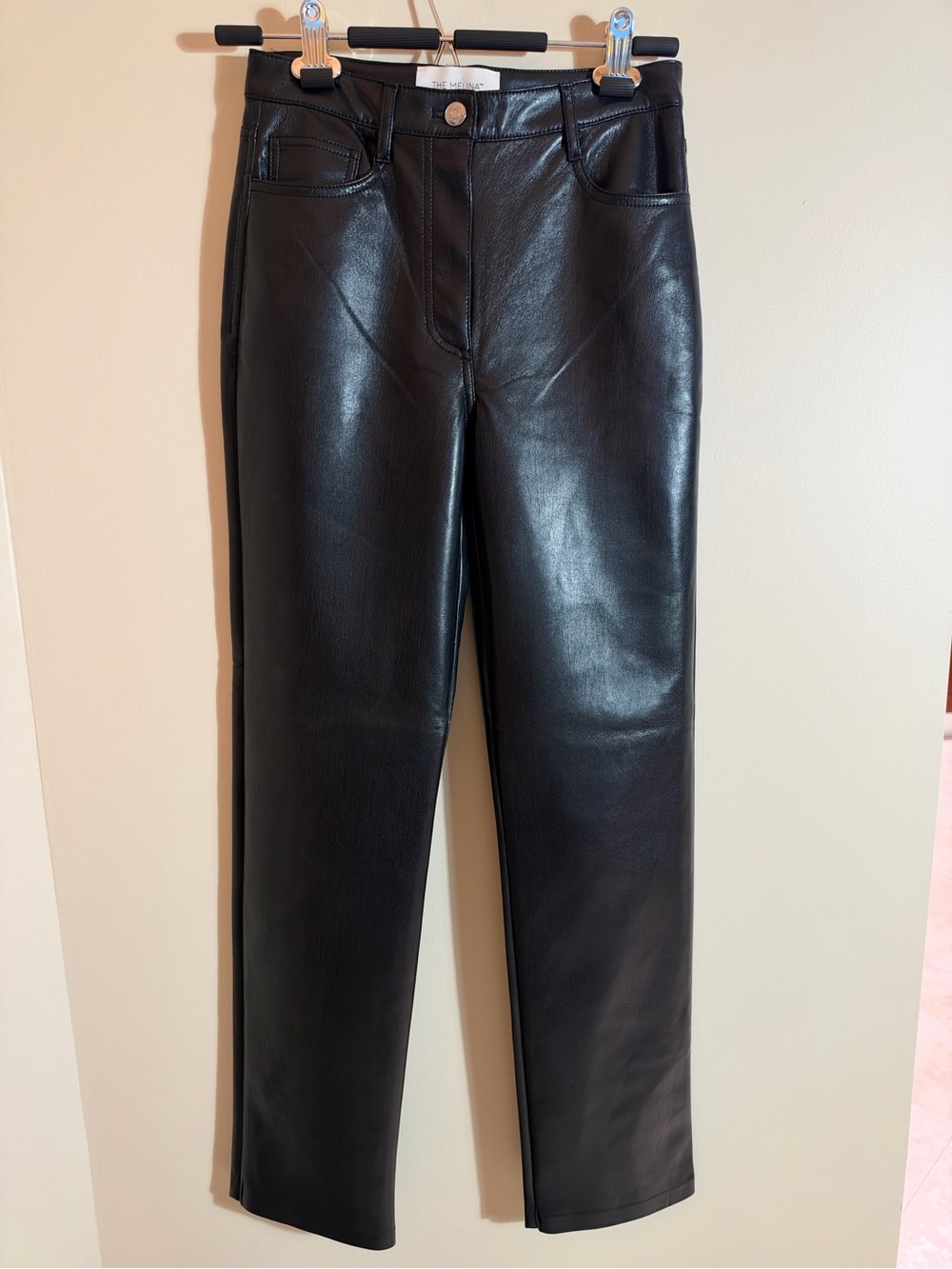 Wilfred Aritzia The Melina™ Black Vegan Leather High Rise Straight Leg Pants 2